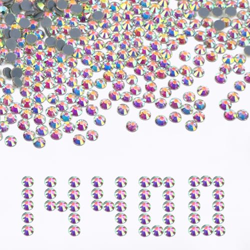 NCB 14400pcs Hotfix Crystal Rhinestones for Clothes Crafts, Hot Fix Bulk Flatback Crystals, Iron on Hotfix for DIY Decoration 100 Gross (Crystal AB, ss20/14400pcs)