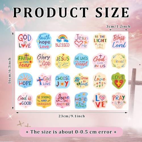 Landhoow 240 Pcs Religious Christian Tattoos Temporary for Kids Glitter Face Tattoos Cool Body Sticker Costume Accessory for Adults Boys Girls Party Favor