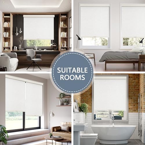 Cordless Blackout Roller Shades - Linen Beige, 51x72 Inches, Child Safe