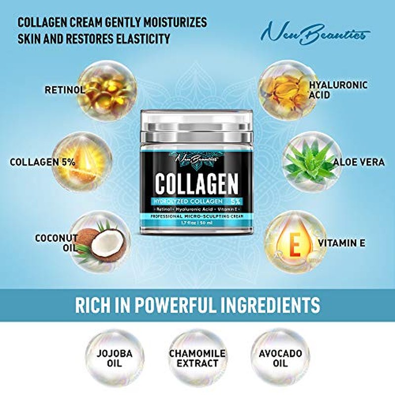 Collagen Cream For Face - Anti Aging Night Women Made In USA Wrinkle With Retinol Hyaluronic Acid Firming & Hydrating Effect Facial Cream, 50 ml