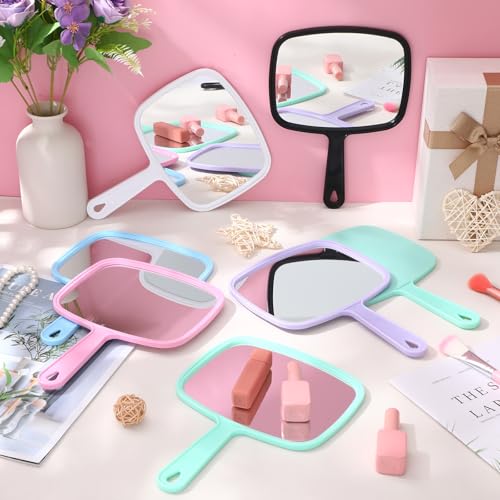 12-Piece Multicolor Handheld Mirrors with Handle - Portable Makeup & Inspection Mirrors