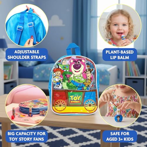 Toy Story Bag Gift Makeup Set Includes 2 Nail Polishes, 1 Lip Gloss, 1 Lip Balm with Keychain, 2 Hair Pins,1 Bag, Perfect for Kids Girls Birthday Gift by Townley Girl