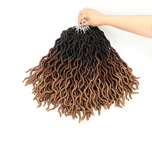 Eliza Wavy Gypsy Locs Crochet Hair - 14 Inch Ombré Goddess Faux Locs, 8 Packs with Variation OM2T3027