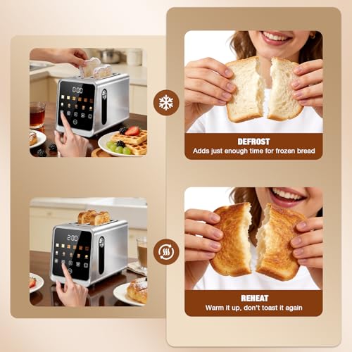 Stainless Steel 2-Slice Toaster with Touchscreen & Wide Slots - Foyoconven