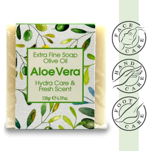 Kalliston, Aloe Vera Olive Soap, with Pumice Stone, Natural Organic Ingredients, Spa Soap Bars, Product of Greece, 4.5oz Each, Pack of 4