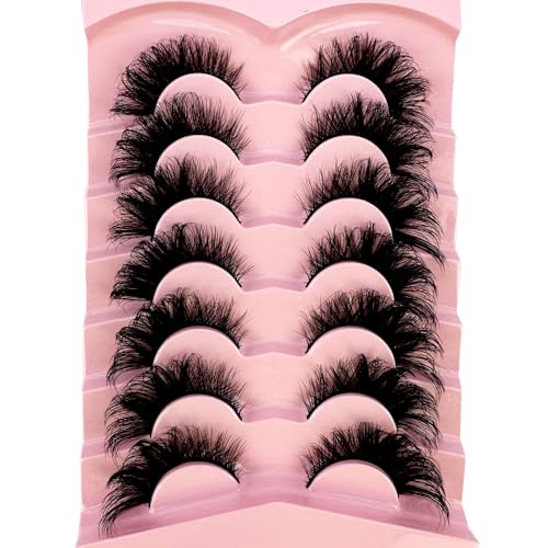 HBZGTLAD 3d Fluffy Mink Lashes Eyelashes Thick Long Faux Mink Eyelashes Long Lasting Dramatic Cat Eye Lashes 5D Volume lashes Extension (015)