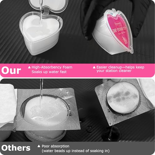 Heart-Shaped Tattoo Dip Foam Cups - 48 Pack, Professional Ink Rinsing & Blotting Supplies