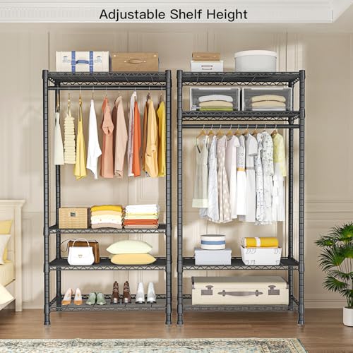 Ulif H2 Heavy Duty Freestanding Clothes Rack Black, 4-Tier Garment & Closet Organizer