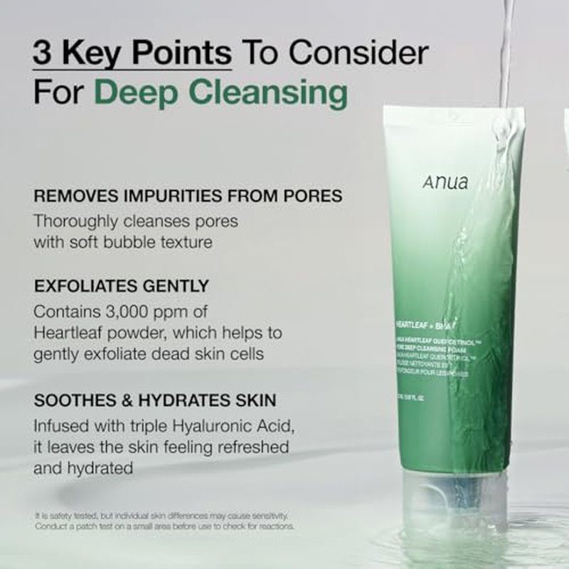 Anua After sun care trio set, Heartleaf Cleansing Foam+ Zero-Cast Moisturizing Finish Sunscreen, Heartleaf Pore Control Cleansing Oil, Face wash, Oil Cleanser, Facial sunscreen, Korean skincare set
