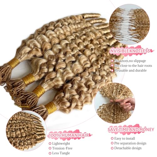 24 Inch Ombre Honey Blonde to Bleached Blonde Human Hair Bundles Knotless Crochet Hair - Lightweight & Reusable