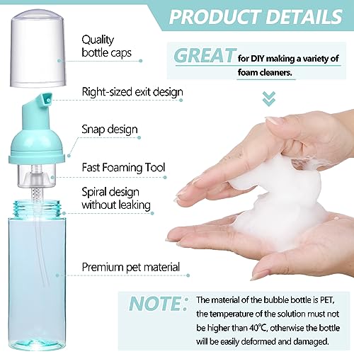 Dandat 120 Pcs 2 oz Plastic Foam Soap Dispensers Bulk Refillable Foaming Pump Bottle Empty Mini Shampoo Lash Cleaning Bottles for Travel Cosmetics Hand Soap(Green)