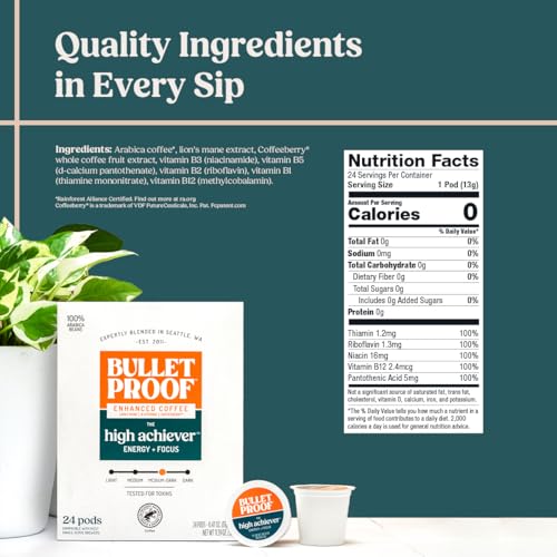 Bulletproof High Achiever Coffee Pods - Energy & Focus Variation 72 Count