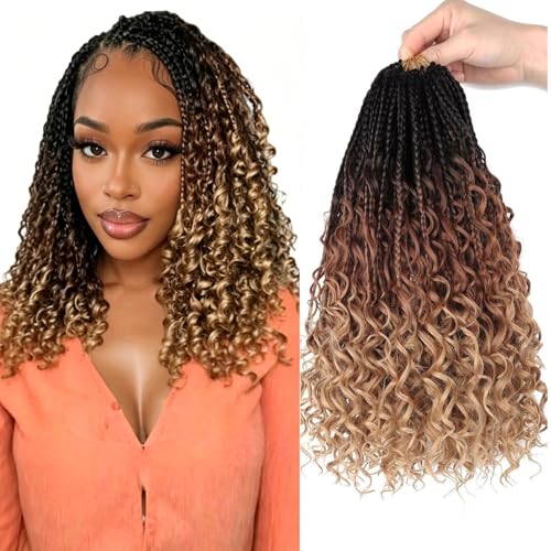 Goddess Box Braids Crochet Hair - 14 Inch, Pack of 8, Natural Black