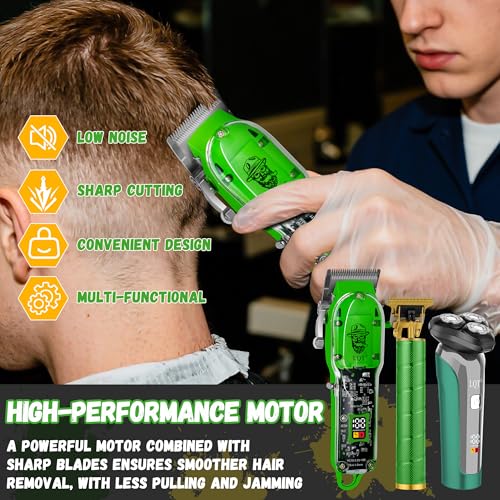 LQT Cordless Hair Clippers for Men with Precision Trimmer & Dual Foil Shaver - Green