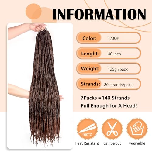 Pre Looped Crochet Box Braids T30 - Ombre Brown Goddess Box Braids 40 Inch - 7 Packs