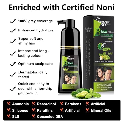 No-Stain Hair Dye Shampoo Natural Black 200mL - Gray Coverage & Nourishing Formula