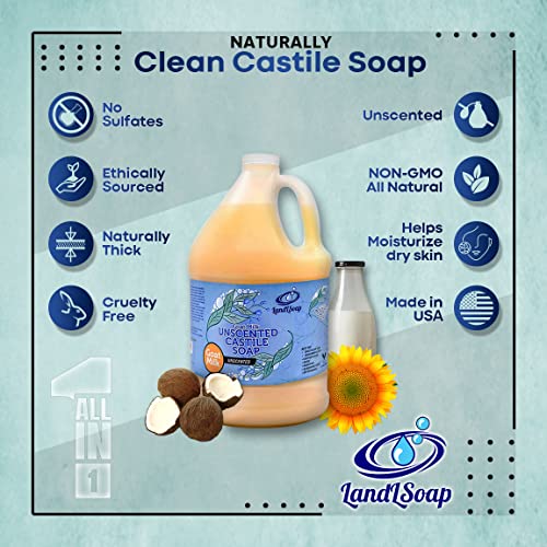 Unscented Goat Milk Castile Soap Liquid for Face, Hand & Body Wash - Half Gallon, Pack of 1