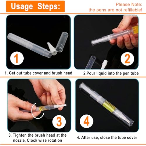 40 Pack Empty Cuticle Oil Pens with Stickers – 3ml Nail & Lip Oil Applicators