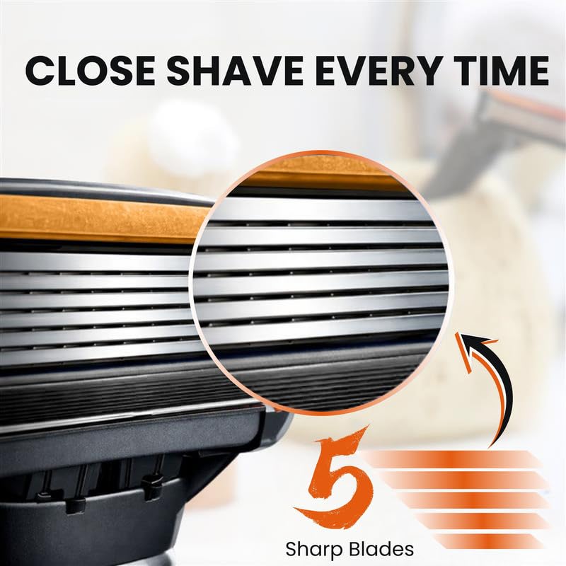 Black 24 Pack Razor Blades for Men 5 Layer Compatibility with GF5 & Trimmer