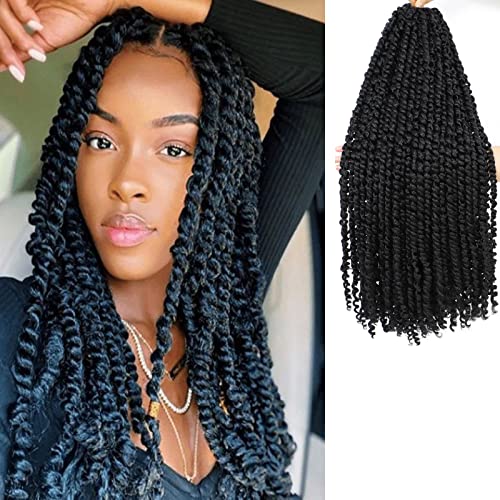 18 Inch Passion Twist Crochet Hair - Pre-Twisted Curly Synthetic Braids - 7 Packs, 1B