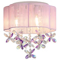 Purple 13-Inch Handmade Crystal Mini Chandelier for Girls Bedroom - Flush Mount Ceiling Light