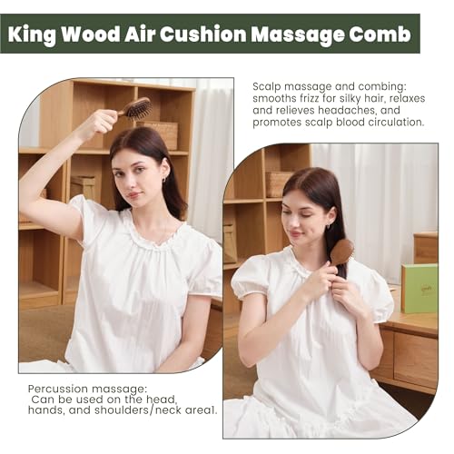 4-in-1 Wooden Gua Sha Facial Tools & Hair Detangler Brush Set ? Manual Guasha tool for Face & Jawline Lifting, Double Chin Reduction, Scalp & Head Massager, Eye & Ear Acupressure, Gift for Women