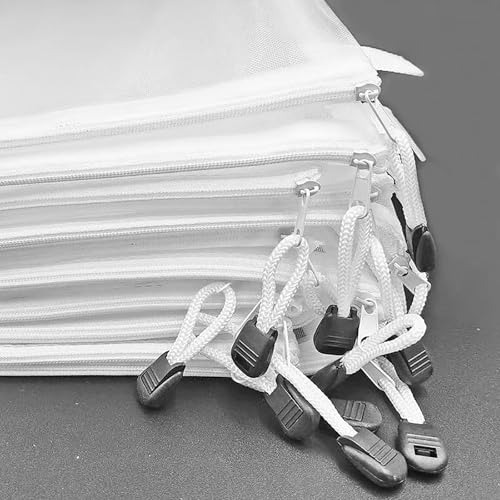 A5 White Nylon Mesh Cosmetic Bags Set - 20 Portable Travel Organizer Pouches