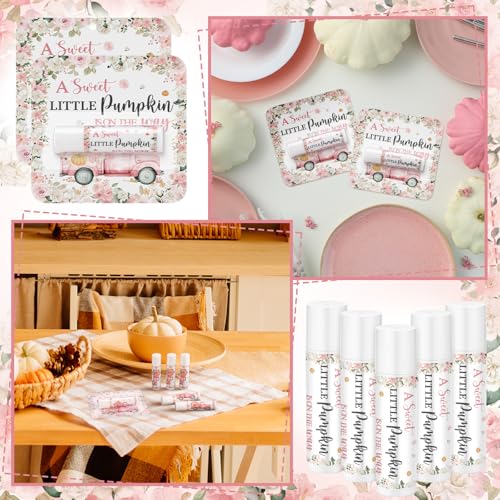 Pumpkin Flower Lip Balm Set - Fall Party Favors for Baby Shower & Halloween