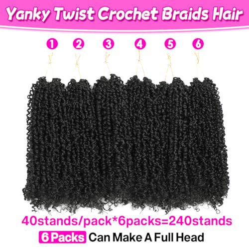 Youngther Yanky Twist Crochet Hair 12 Inch 6 Pack Black (1B) - Natural Style