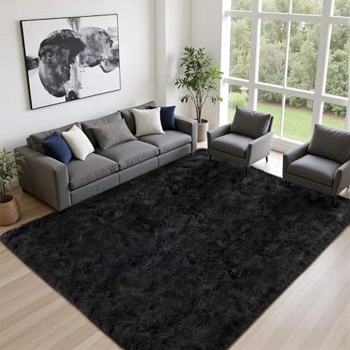 Black 9x12 Area Rug - Fluffy Plush Shag Carpet for Living Room & Bedroom Variation of THIS listing