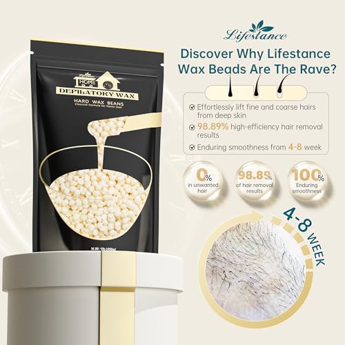 Beige Hard Wax Beads for Hair Removal - Coconut & Almond Oil, 15.87 oz - Sensitive Skin