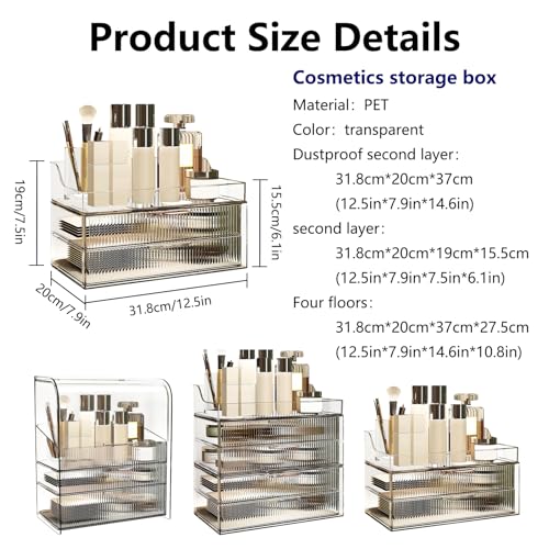 Large Capacity Makeup Organizer with Drawers & Storage Box for Cosmetics Jewelry Perfume