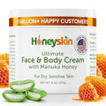 Honeyskin Organic Manuka Honey Face & Body Moisturizer 8oz - Sensitive Skin Hydrating Cream - Original