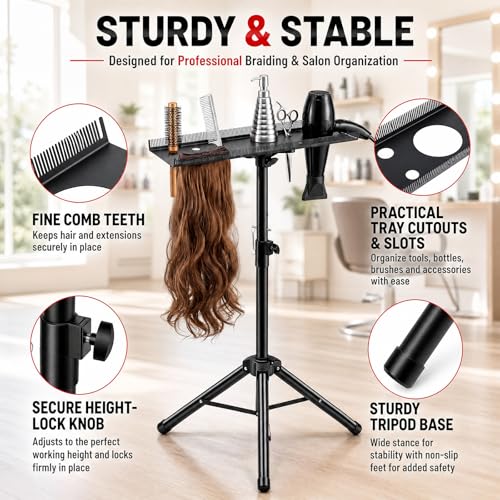 Adjustable Stainless Steel Braiding Rack for Hair Extensions & Salon Use