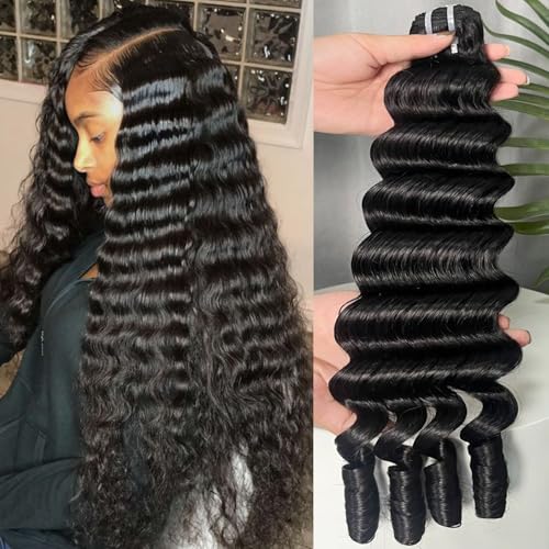 14-Inch Human Hair Extensions with Deep Wave Curl Pattern - Virgin Loose Curly Bundles