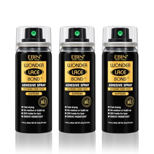 Lace Bond Spray - Extreme Hold Adhesive for Wigs, Hairpieces, 3 Pack