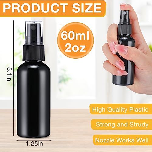 Zhehao 200 Pcs Small Spray Bottle Bulk 2 oz Plastic Mist Spray Bottles for Essential Oils Fine Mist Sprayer Reusable Refillable Portable Travel Containers for Perfume Cleaning Samples(Black)