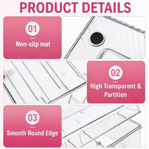 Acshio Lash Extension Organizer with 6 Compartments - Clear Plastic Storage Box for Beauty Supplies