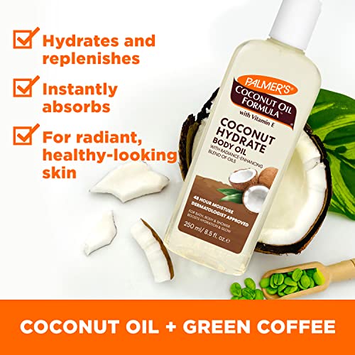 Palmer's Coconut Oil Formula, Body Moisturizer with Green Coffee Extract, Bath Oil for Dry Skin, 8.5 Ounces (Pour Cap) (Pack of 2)