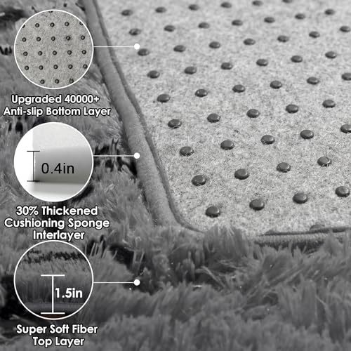 ONASAR 6x9 Grey and Black Geometric Area Rug - Ultra Soft Fluffy Modern Home Decor