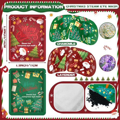 Christmas Steam Eye Masks Bulk - 90 Disposable Heated Eye Masks for Dry Eyes and Relaxation - Bonuci 90 Pack