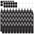 Black Plastic Spray Bottles 2 oz Set with Labels and Funnels - 60 Pack