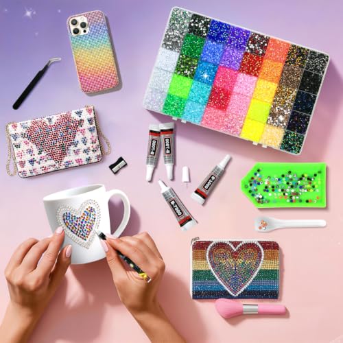 60000Pcs Rhinestone Bedazzling Kit with Glue & Tools for Crafts and Nail Art