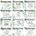Hillban 36 Pcs Christian Gifts for Women Christian Makeup Bag Bible Verse Cosmetic Bag Inspirational Pencil Case with Zipper Green Leaves Travel Organizer Pouch for Cosmetics Makeup Brushes, 12 Styles
