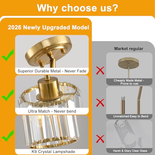 YUEXCDShome 2 Pack Brushed Gold Modern Pendant Lights for Kitchen Island No Assembly