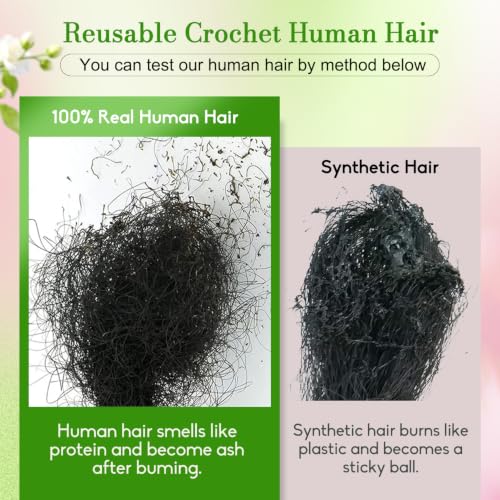 Human Crochet Hair for Black Women - Burmese Curly 16 Inch 60g Pre-Separated Feather Extensions - Natural Black