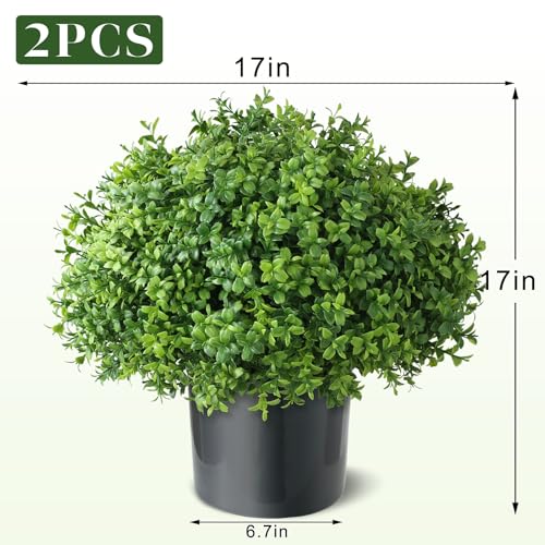 Artificial Boxwood Topiary Ball Trees - Set of 2 for Front Door & Garden Decor
