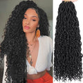 20 Inch Black Goddess Crochet Locs Hair - Boho Faux Locs, 8 Packs, Variation 1B#