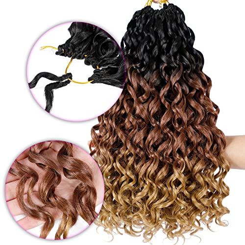 10 Inch Curly Crochet Hair - Pack of 7 T1B/30/27 for Black Women - Bouncy Water Wave Style