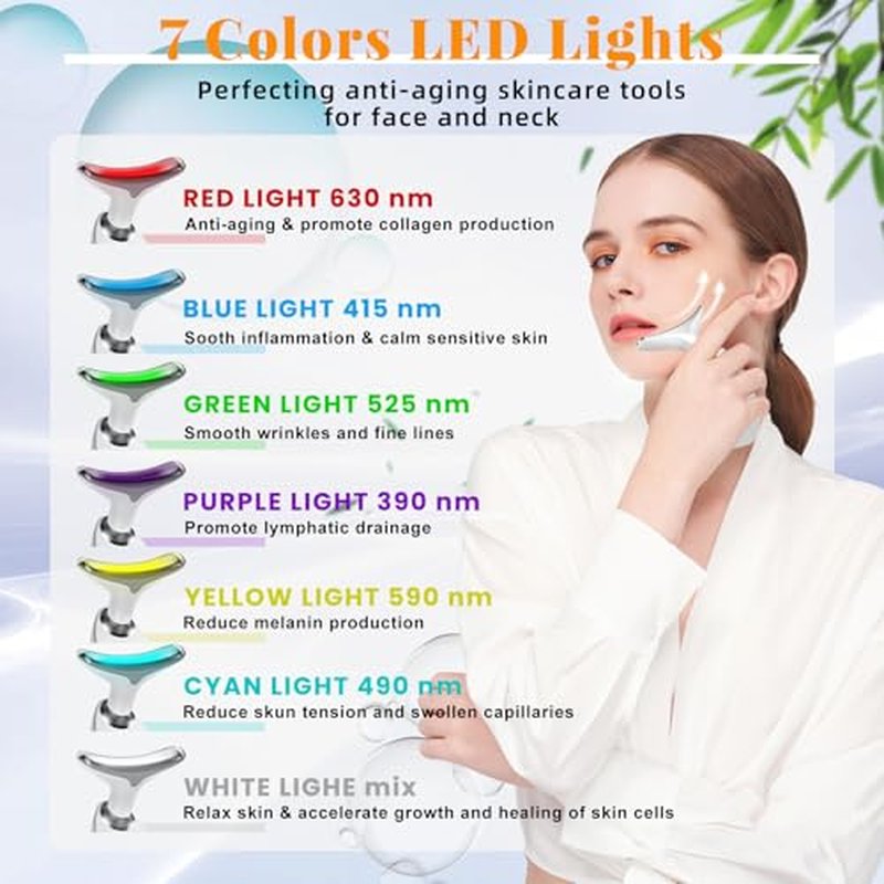 Face and Neck Massager Light Therapy, Face Massager Tool for Women, 7 Color Face Neck Massager, Face Sculpting Tool, Facial Massager Face Lift Device, True Beauty Glow Facial Massager